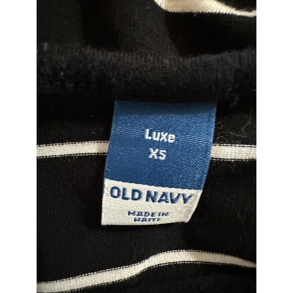 Old Navy Luxe Shirt Black/ White Stripe Boat Neck Long Sleeve Soft Women’s XS - Picture 4 of 5